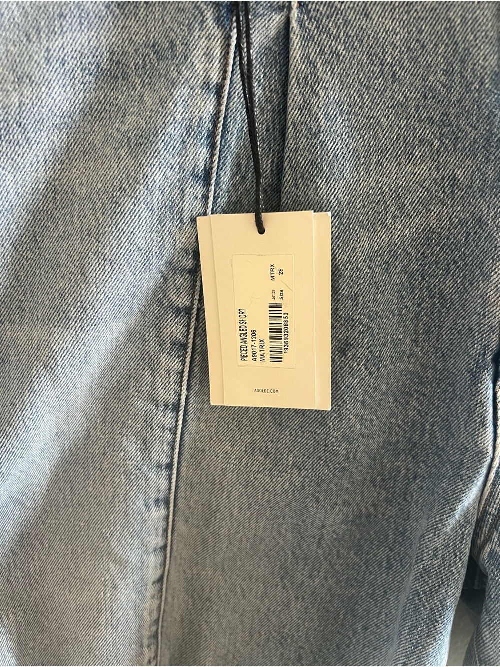 Agolde Pieced Angled Short size 28 Pleated Light Blue High-Rise Denim Shorts - Picture 5 of 6